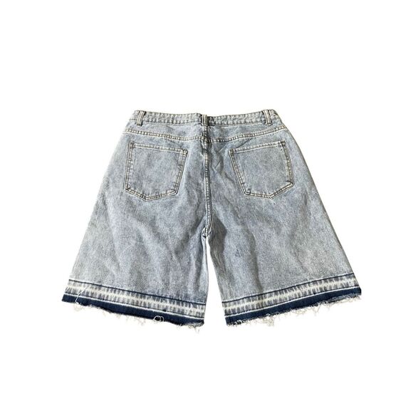 Our True Fate Denim Bermuda Shorts – Rhinestone Cross Embellished – Size L - Picture 2 of 7